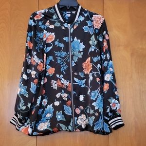 H&M Black Floral Print Bomber Jacket